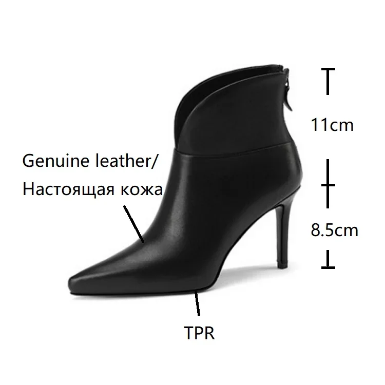 Fall Shoes Women Genuine Leather Pointed Toe Ankle Boots Super High Heel Women Shoes Elegant Thin Heels 2021 Fashion Women Shoes