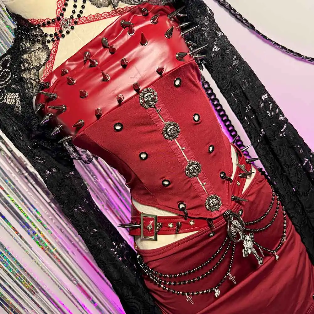 Punk Rock Studded E-Girls Emo Y2K Vegan Leather TOPS Skirts DIY Eco Harajuku Goth Gothic Skull Hand Made Hip Hop Grunge