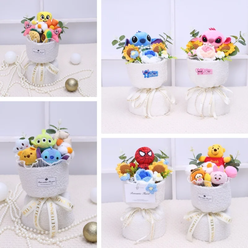 

Букет с вышивкой Винни в бассейне, подарочная коробка, мягкие игрушки, букет цветов, украшение для дома, рождественские подарки на день Святого Валентина