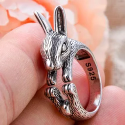 Lovely Rabbit Animal Design Retro Thai Silver Girls Party Rings For Women Birthday Gifts Never Fade Drop Shipping Cheap