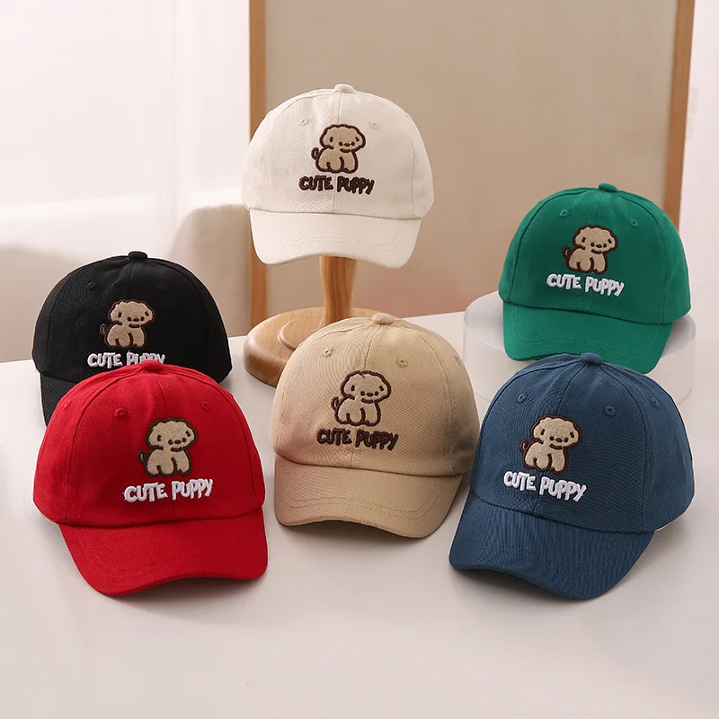 

Cartoon Little Dog Embroidered Baby Baseball Cap Adjustable Cotton Toddler Duckbill Hat Spring Summer Kids Boy Girl Sun Hats