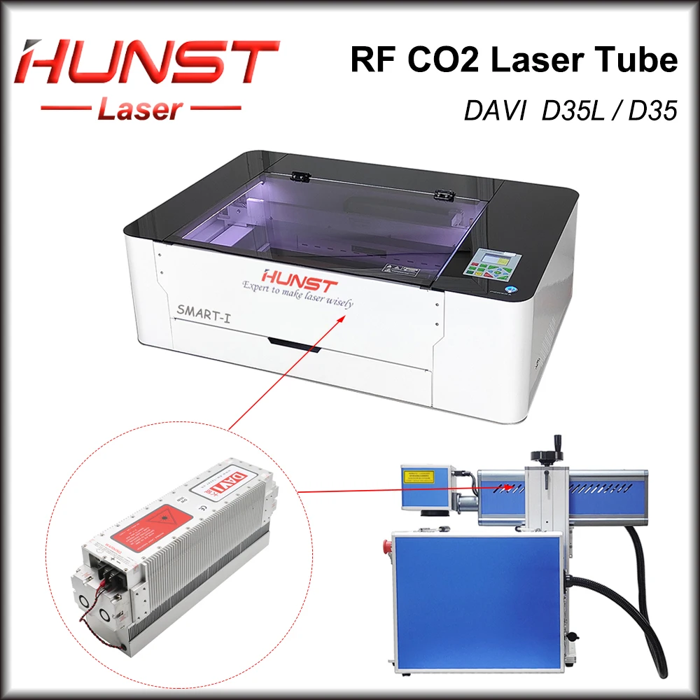 Hunst 10600nm 40W Radio Frequency Laser DAVI Co2 RF Laser Source D35 10.6um for Co2 Laser Marking & Engraving Machine