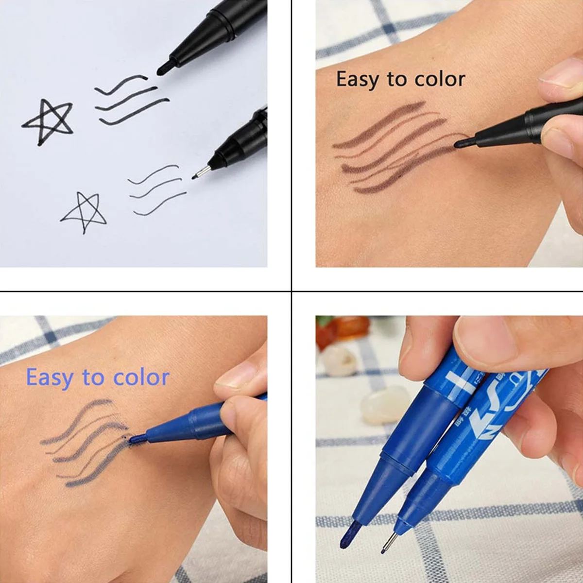 مجموعة Microblading قالب مسطرة معدنية مقاوم للماء قلم الحواجب أداة وضع علامات على الوشم مجموعة استنسل للاستعمال مرة واحدة للدائم