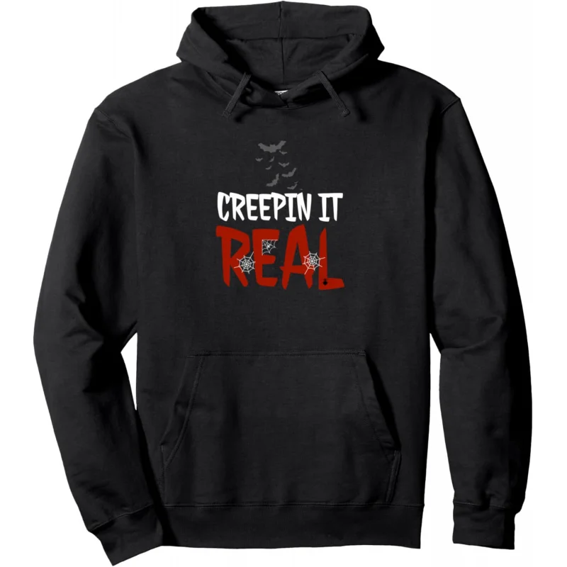 Halloween Creepin it Sudaderas con capucha para hombre y mujer de manga larga negro