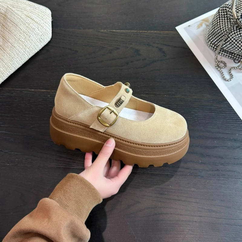 

Thick-soled Round-top Buckle Low-cut Waterproof Platform Fashionable Versatile Comfortable Anti-slip Breathable Women's Shoes