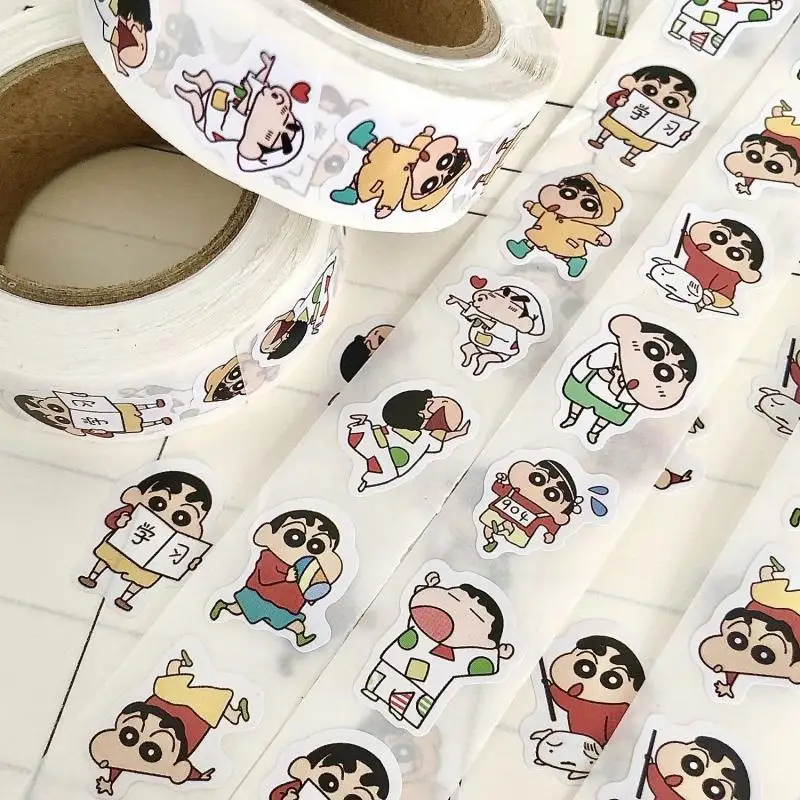 Bandai Kawaii Stickers Anime Cute Cartoon Crayon Shin Chan Emotion Pack Stickers Notebooks Stickers Roll Stickers Girl Gift