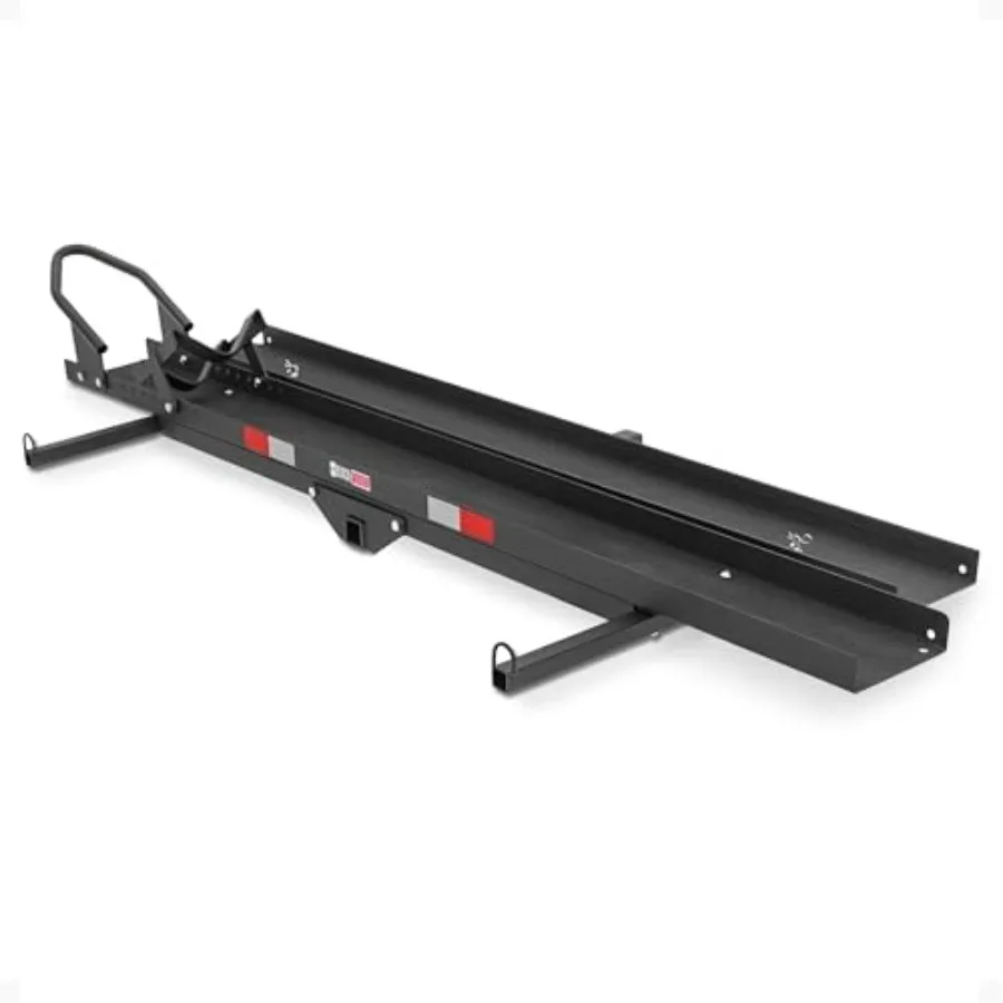 Steel Motorcycle Carrier with Ramp for 2-Inch Receiver 600 lb Capacity - Hitch-Mounted Dirt Bike and Scooter Hauler with Grit-C