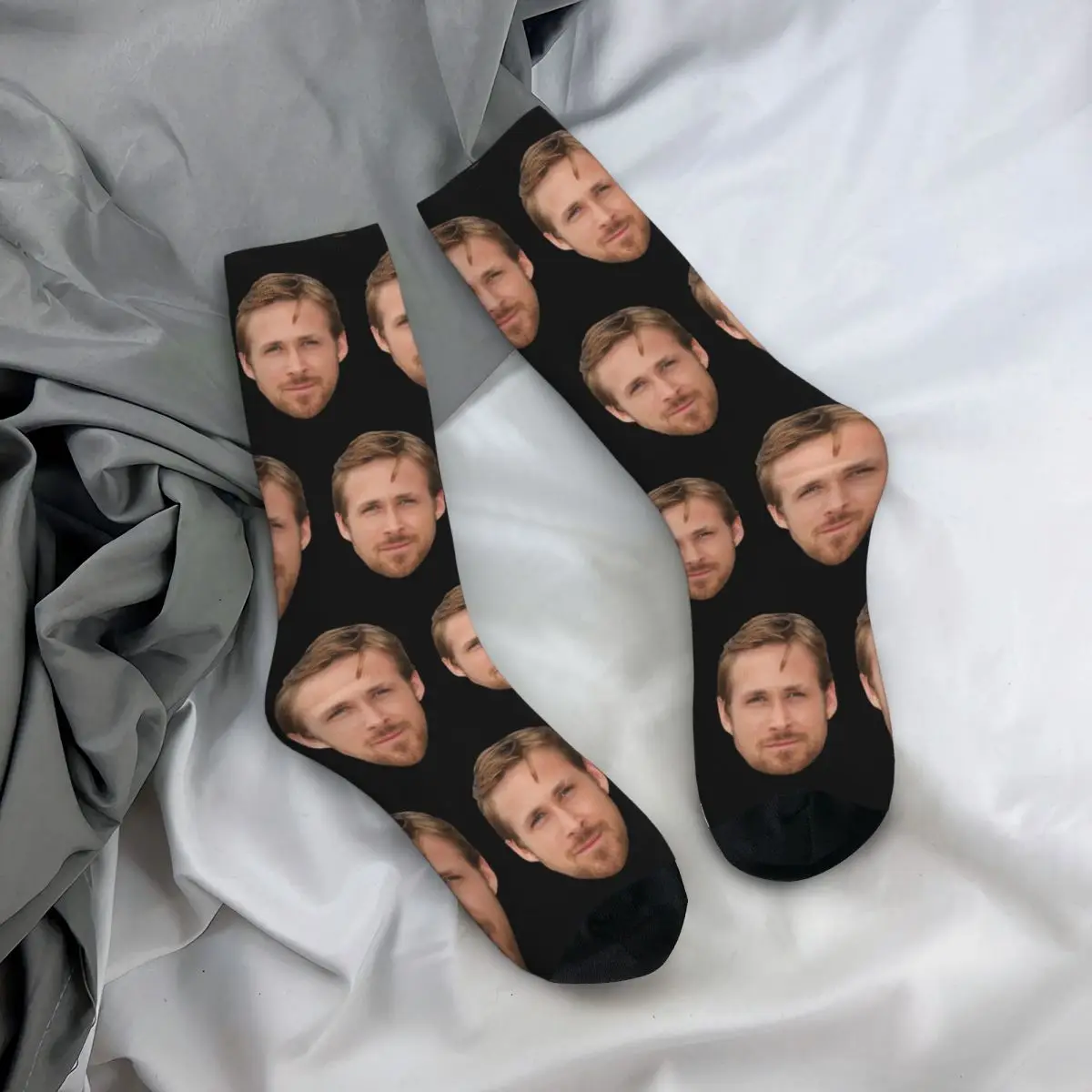 Kaus kaki wajah besar Ryan Gosling pria kaus kaki kasual katun hadiah indah tubesks tengah Merch