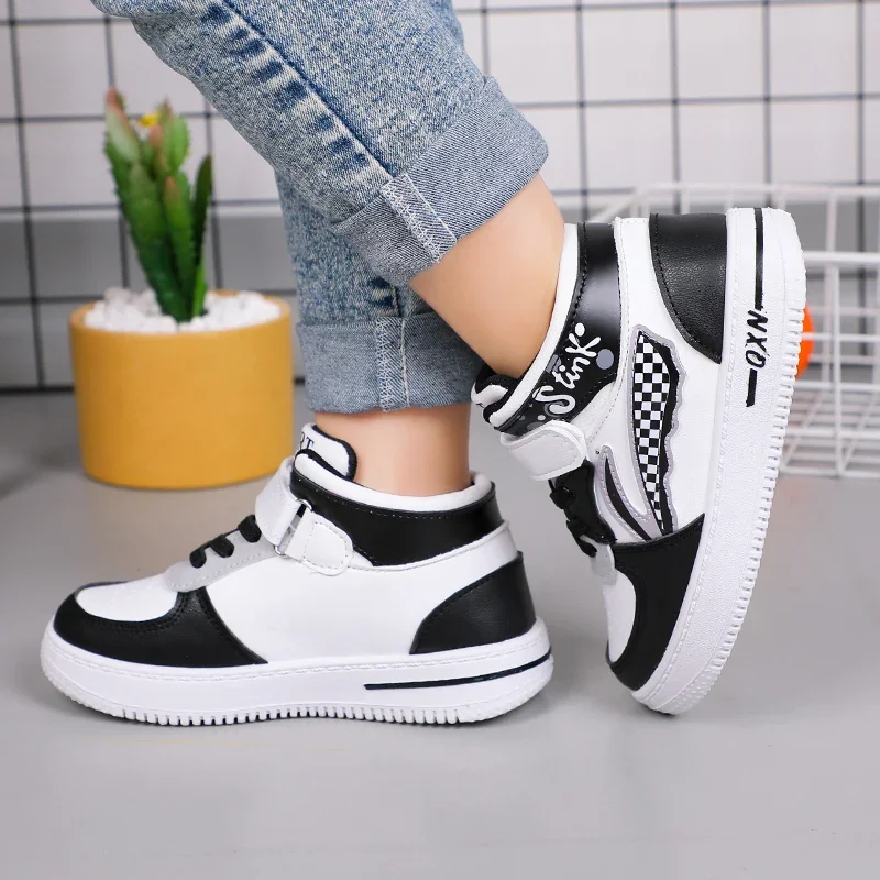 2024 New Fashion Kids Sneakers Casual Sports Shoes for Children PU Leather Walking Shoes Boys Girls Comfortable School Shoes