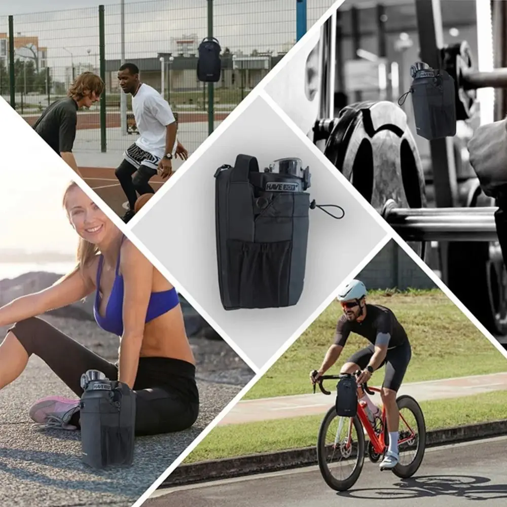 Magnetic Water Bottle Sling Bag Large Capacity Adjustable Gym Bottle Bag Waterproof Multi-layer Crossbody Sports Bag Fitness