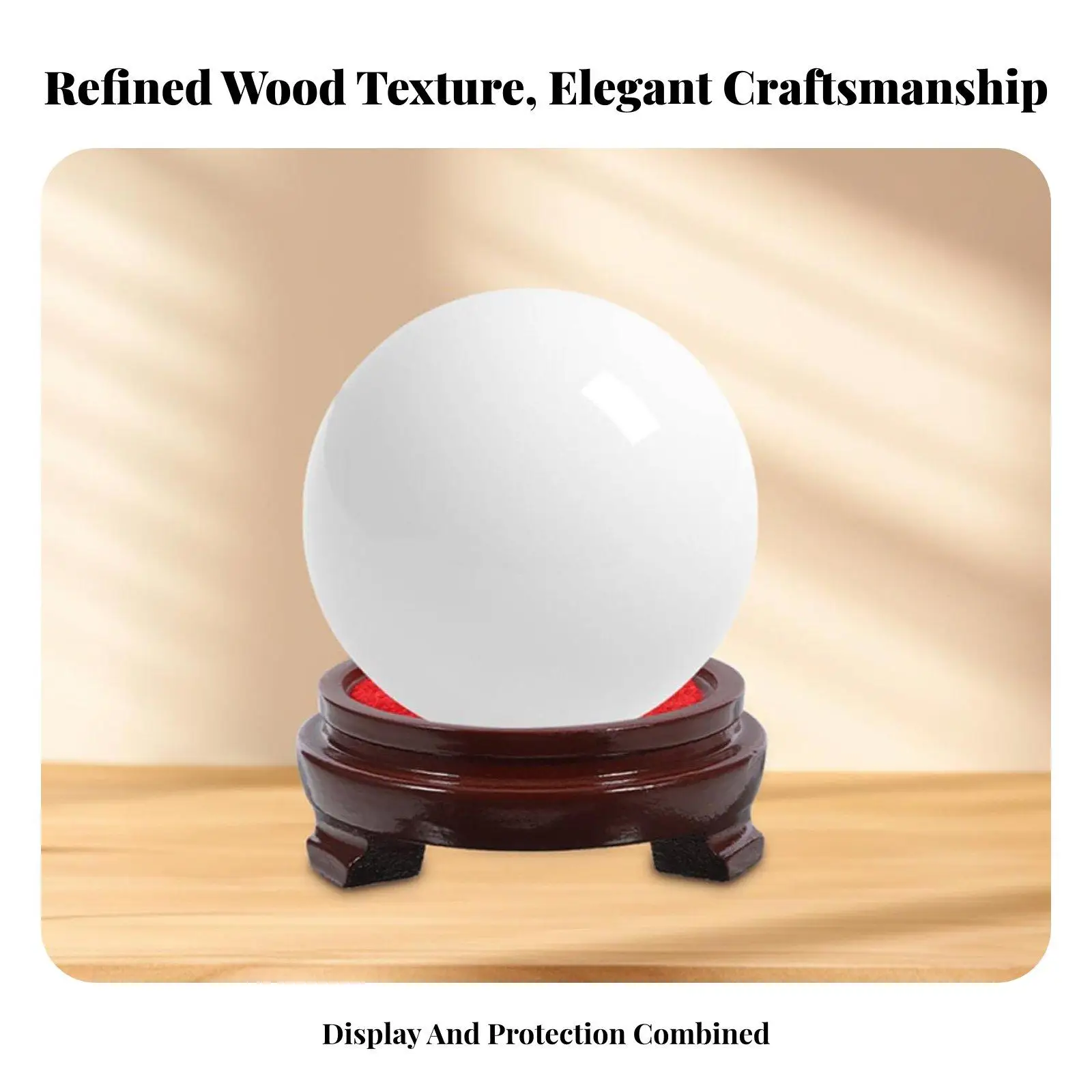 Rotating Display Base Wood Double Tier Concave Stand Smooth Finish Decor Holder for Crystal Sphere