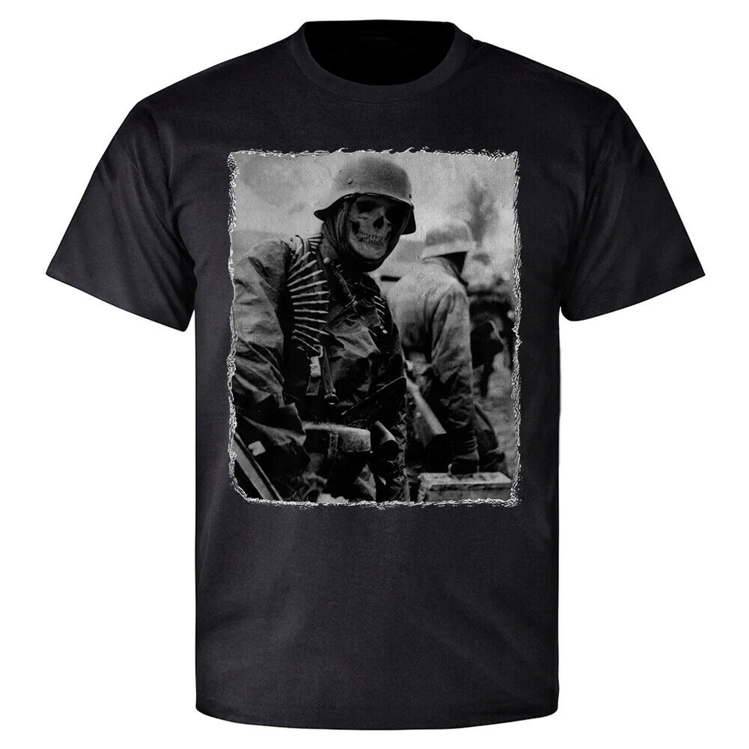 Deutschland Belgien Ardennen 1944 Deutscher Soldat Wehrmacht. Sommer-Baumwoll-Kurzarmshirt mit O-Ausschnitt für Herren, neu