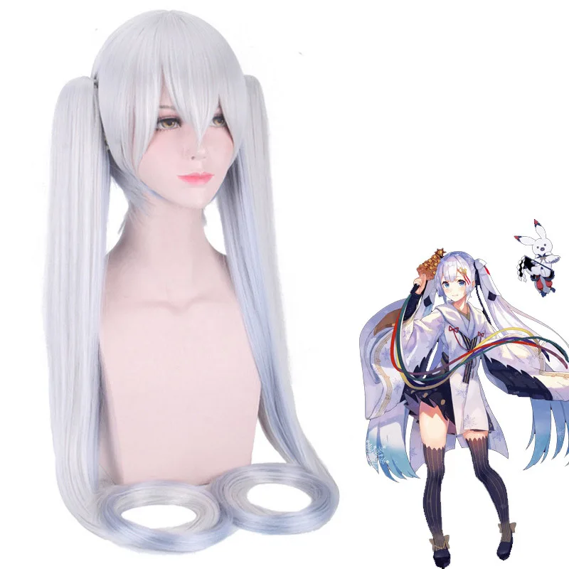 Anime Miku Cosplay Costume Snow Girl Kawai Christmas Party Long 110cm Wigs