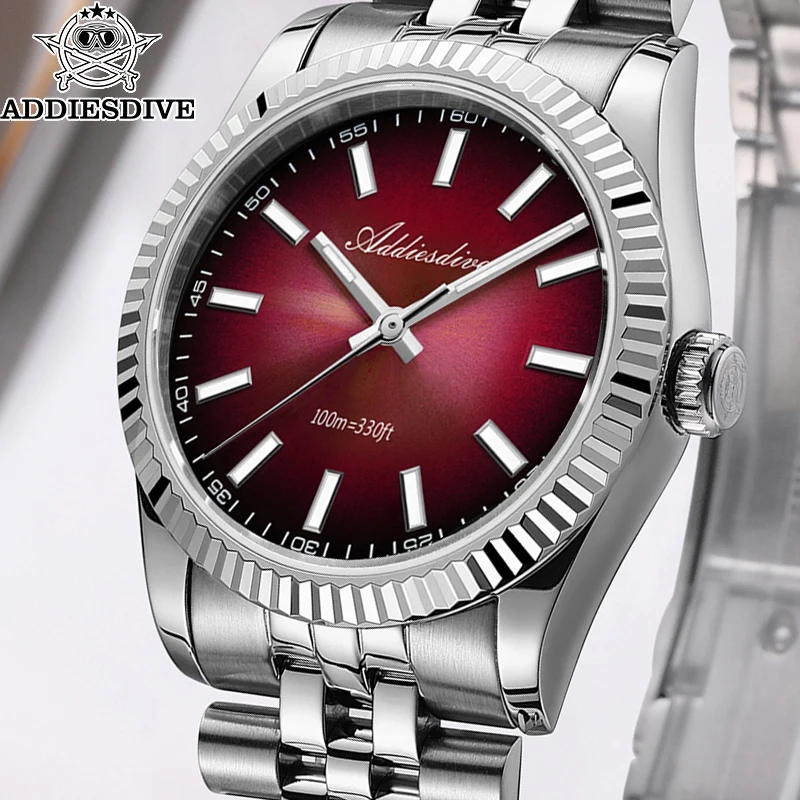 

ADDIESDIVE 36mm Watch For Men BGW9 Luminous Jubilee Strap 100m Waterproof Sapphire Glass VH31 Movement Quartz Watch Reloj Hombre