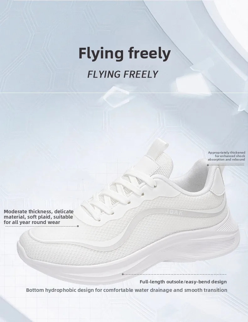 Große Herren-Sneaker in Weiß, leichte, atmungsaktive, lässige Sportschuhe, modische, flache, weiche Sohle, Walking-Trainer, Übergröße 39–48 – Detail 3