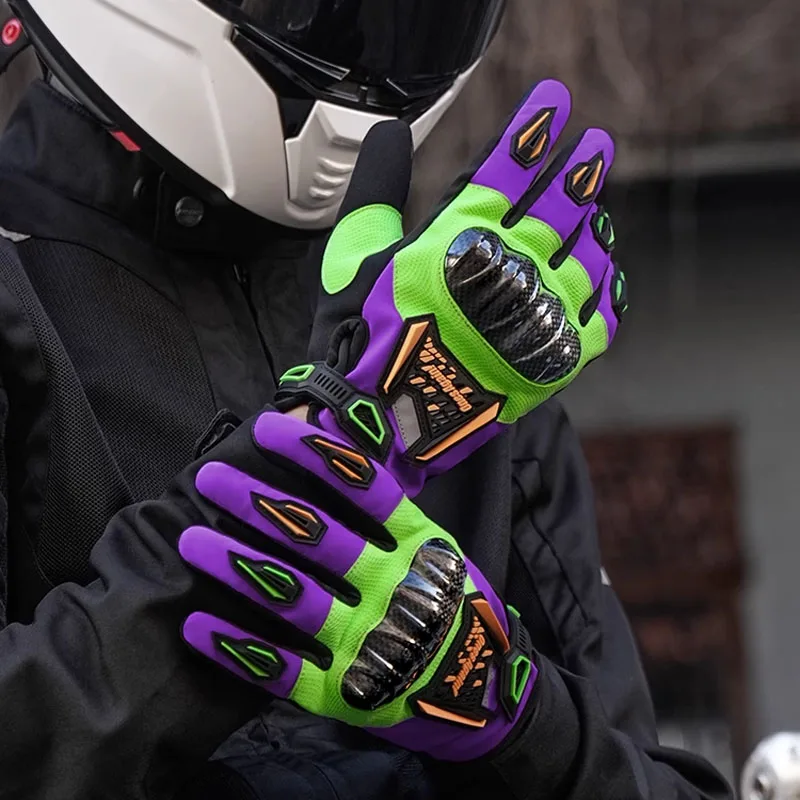 Waterproof Motorcycle Gloves Carbon Fiber Shell Anti-fall Motorbike Guantes Men Women Breathable Motocross Full Finger Gloves