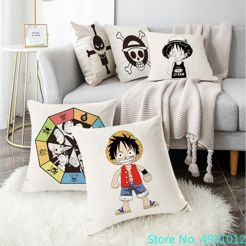 

45X45cm Anime One Piece Luffy PartnerZanZoro Nami Pillow Cushion Cover Cute Home Sofa Office Nap Pillowcase Gift