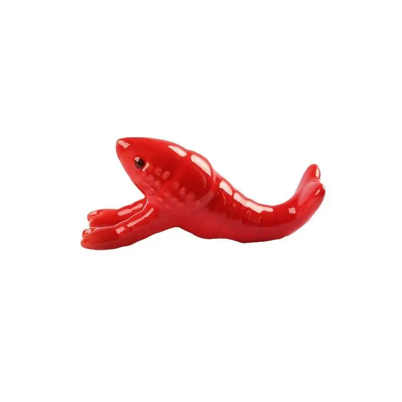 -Cute Vivid Ceramic Crayfish Chopstick Rest Smooth Glossy Surface 1Pcs Fun Table Decor for Holiday Dinner Party view 5