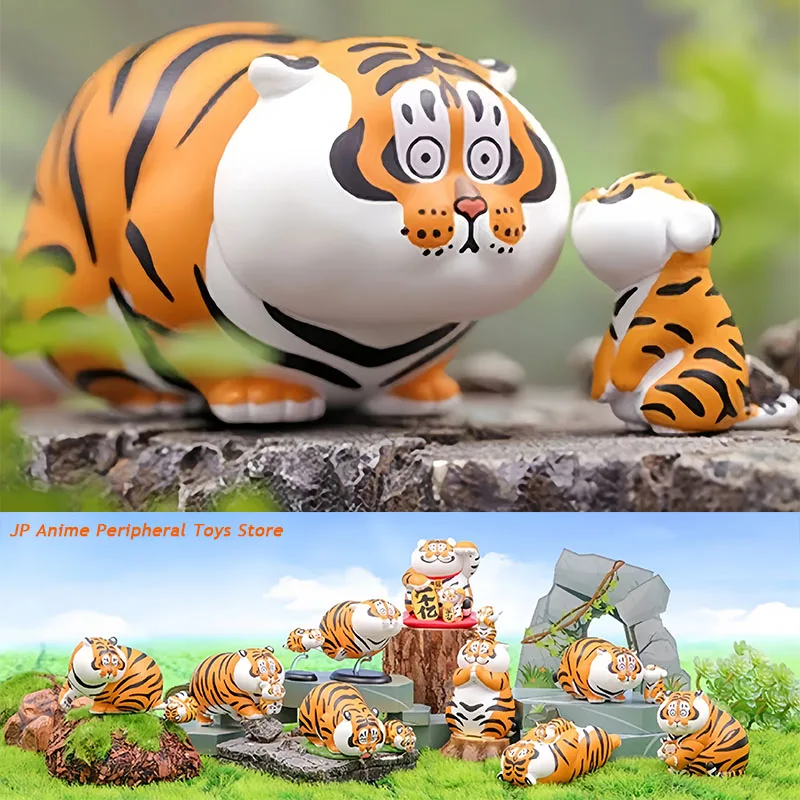 Genuine Fat Tiger with Baby Series Blind Box Cute Confirm Style Animal Action Figure Trendy Toy Kawaii Model Girls Birthday Gift