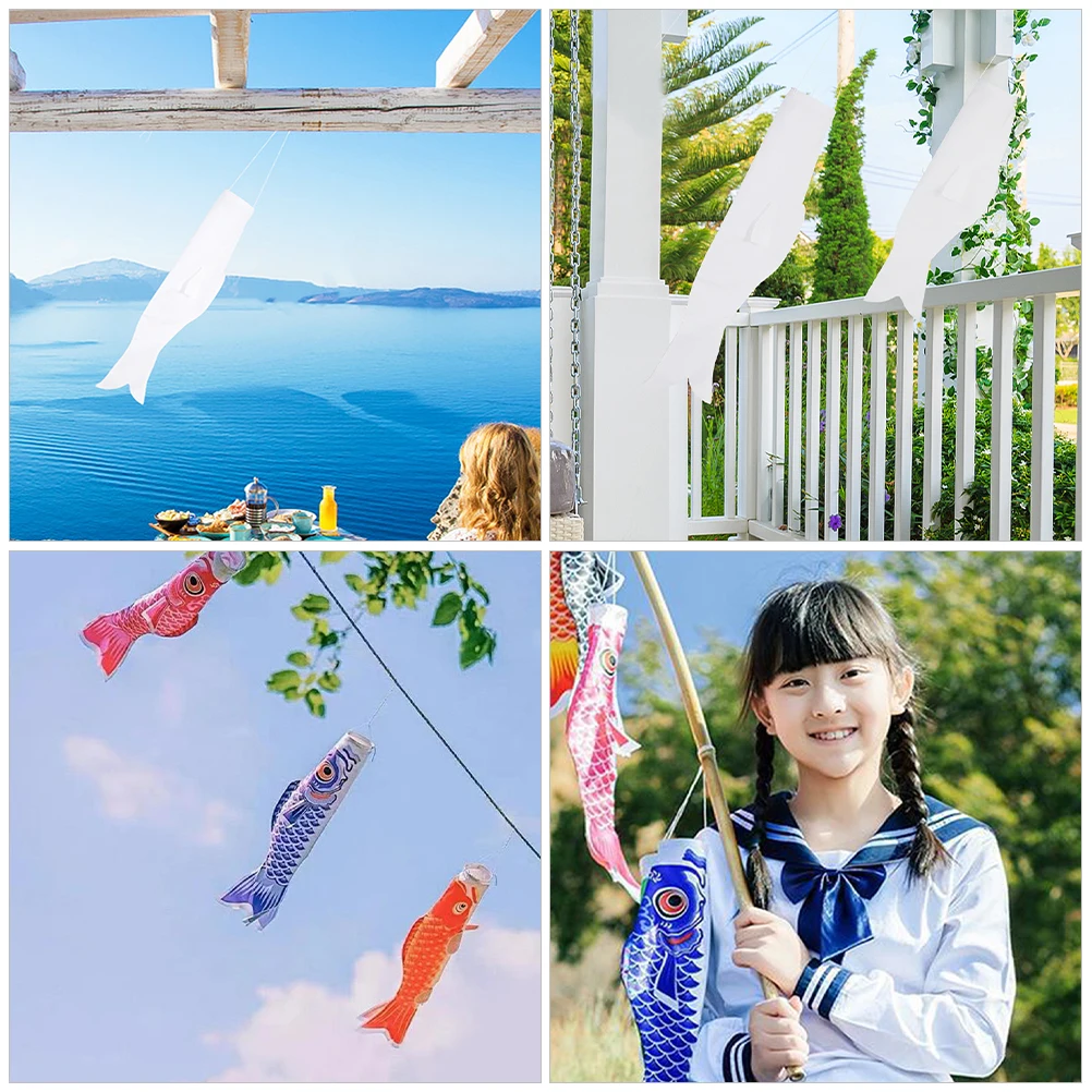 3pcs Diy 일본 잉어 스 트리머 스 트리머 빈 플래그 물고기 Windsock 어린이를위한 Koinobori 공예 장식 야외 장난감