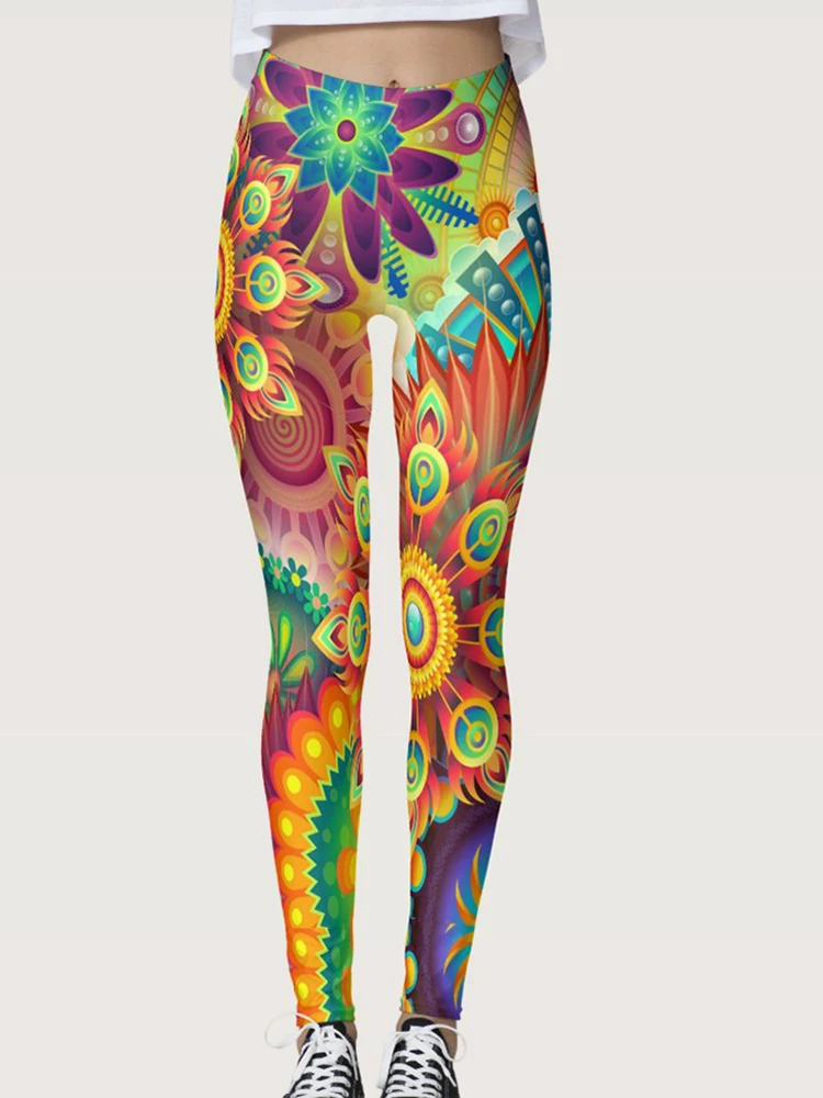 Piume di pavone stampa Leggings Fitness donna Leggins a vita alta allenamento Scrunch Butt Lifting sport calzamaglia da palestra pantaloni da Yoga