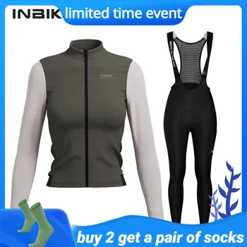 Inbike Cycling Jersey Women Fleece Warmth Female Bike Clothing Multiple Pockets Cycling Sets Non-slip Bicycle Clothing