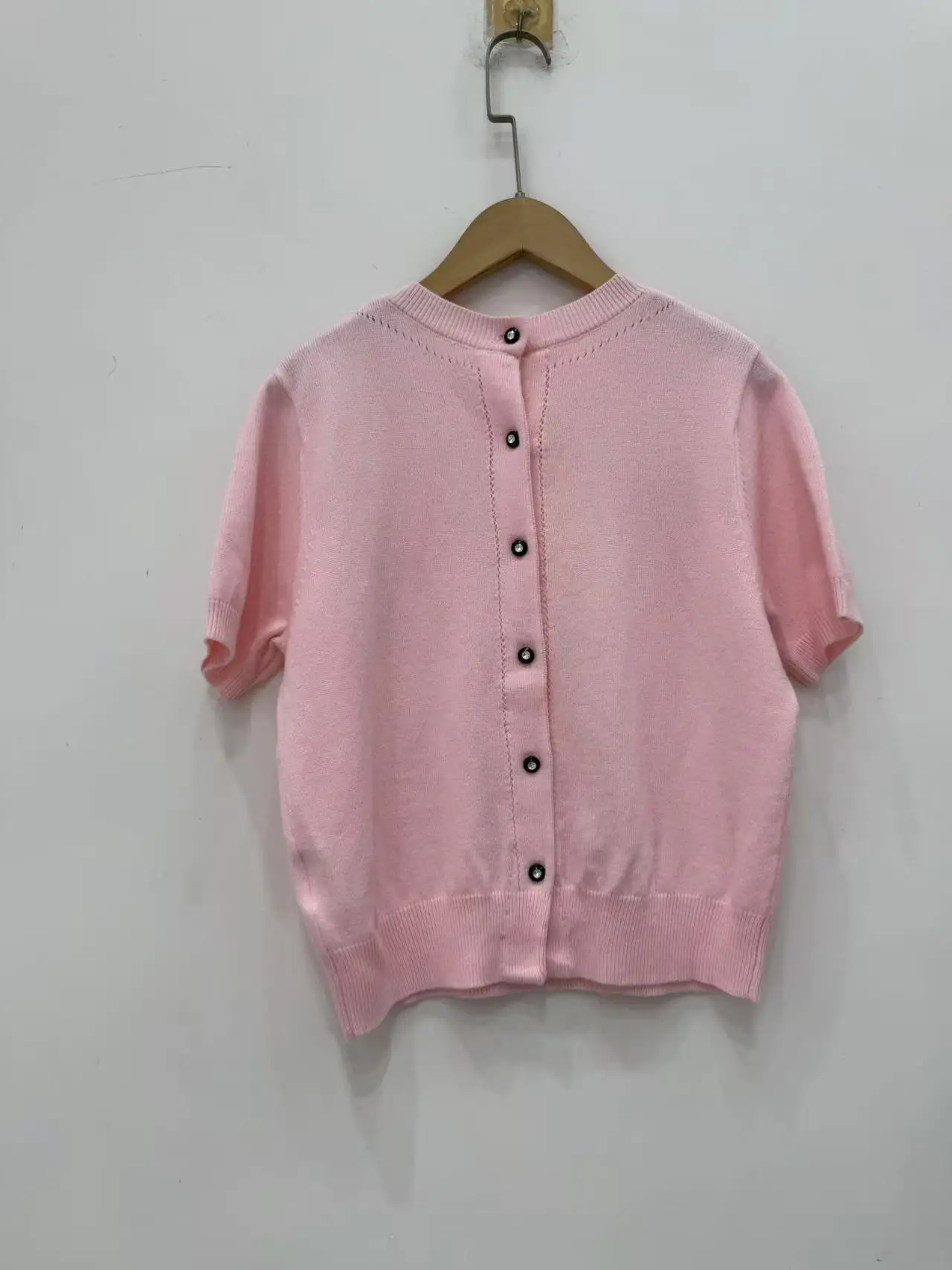 Damski sweter z okrągłym dekoltem, krótkie rękawy, modne, codzienne topy