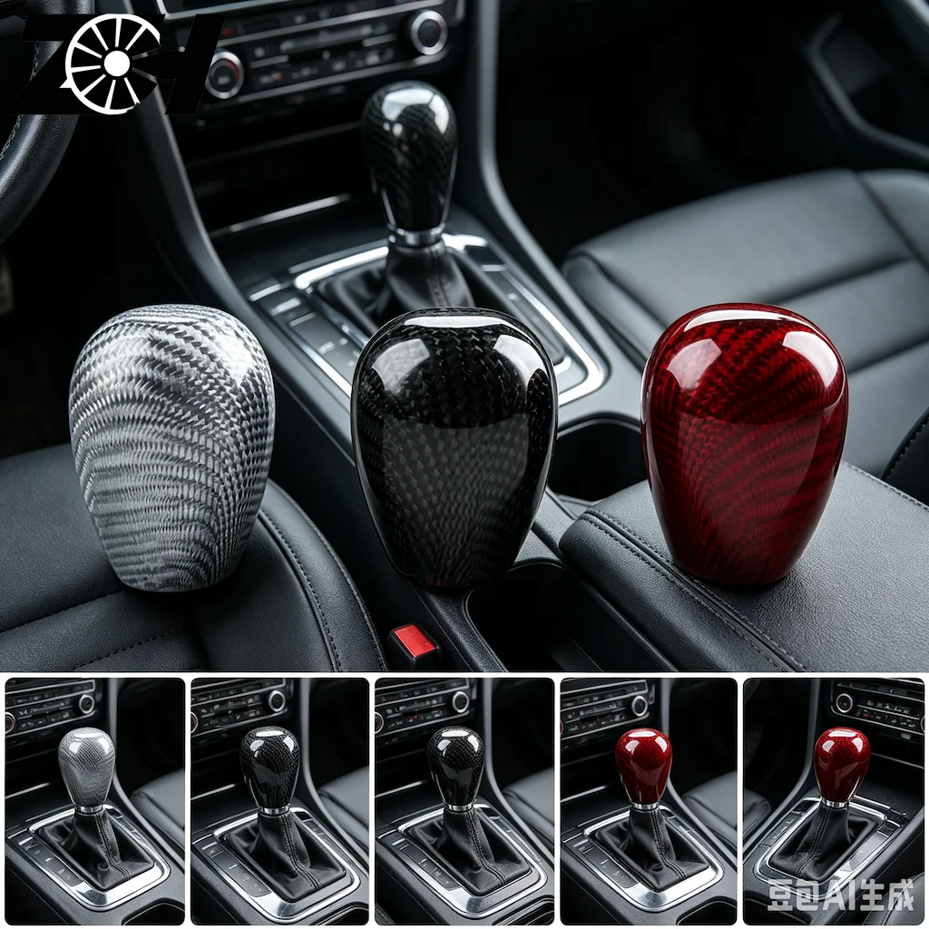 Universal 3 Colors Car AT MT Carbon Fiber Gear Shift Knob Gear Lever Adapter Manual Shifter Accessories