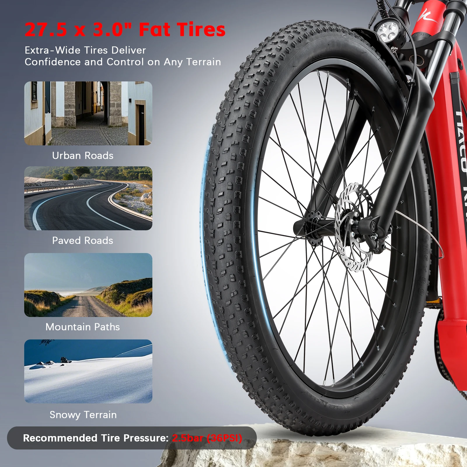 48V 1000W 19,2Ah Elektrofahrräder für Erwachsene, 45km/h Fatbike mit Schneereifen, Leistungsstarkes Elektromotorrad – Detail 10