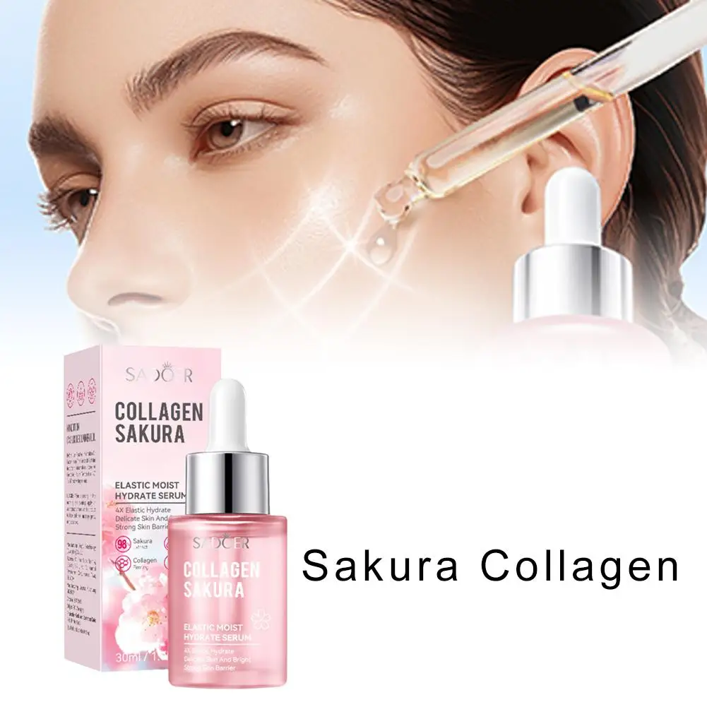 30ml Sakura Collagen Bouncy Hydration Essence Nourishing Rejuvenation Serum Care Skin Face Pure Whitening G8s0