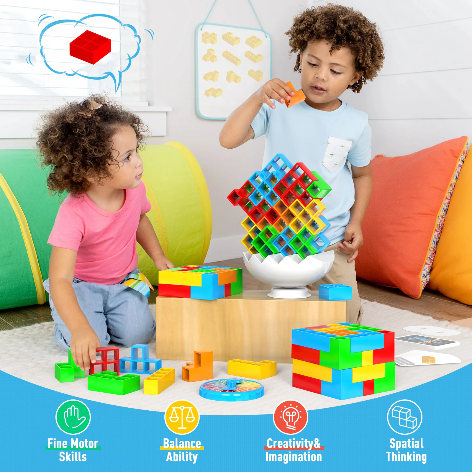 Juego de mesa apilable para fiesta familiar, juego de bloques de construcción de utilería, competición para niños y adultos, regalos de cumpleaños, juguetes de escritorio, 64-70 piezas