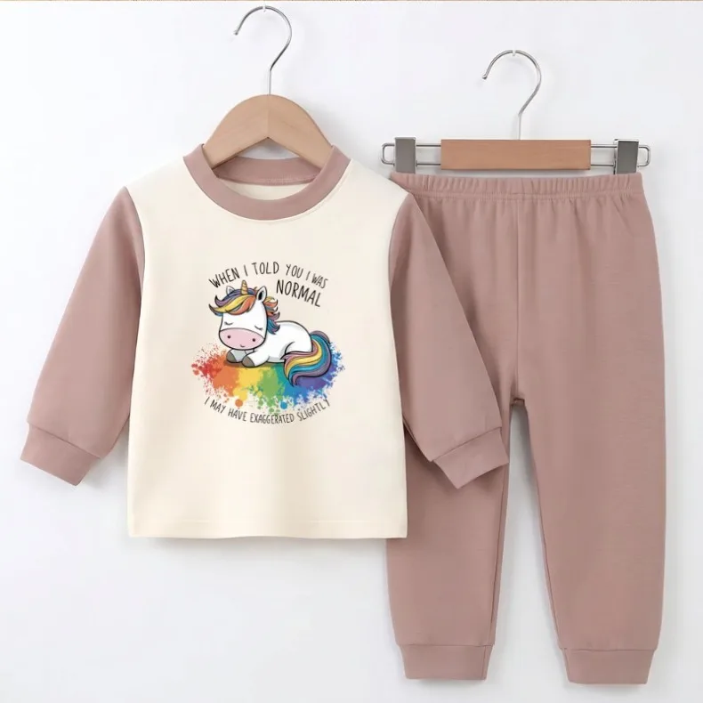 Herbst-Winter Langarm-Unterwäsche-Sets für Kinder, O-Ausschnitt, Weiche Schlafanzüge für Jungen und Mädchen, Verdickte Warme Pyjama-Sets – Detail 4