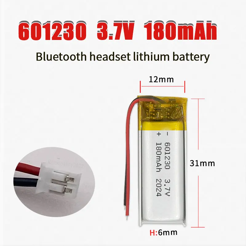 1-10pcs 601230 180mAh Lipo Battery 3.7V Polymer Li Ion Batteries for Tws Bluetooth Headset Handheld Fan Recorder Pen Walkman MP3