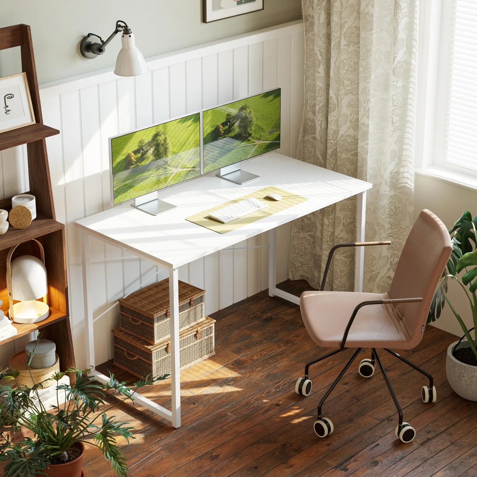 Biurka komputerowe 32-calowe nowoczesne biurko komputerowe do domowego biura, oszczędzające miejsce, prosta konstrukcja, prosty styl, stół na komputer, stacja robocza
