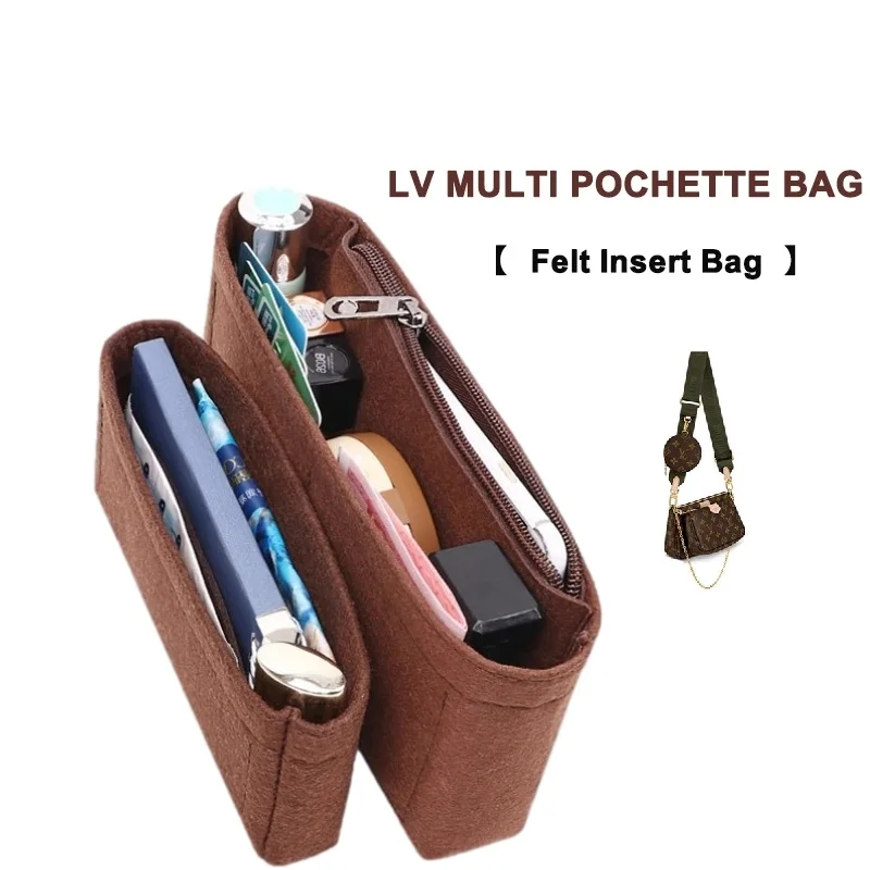 Felt Insert Bag For MULTI POCHETTE Travel Inner Purse Portable Cosmetic Bag In Bag Organizer