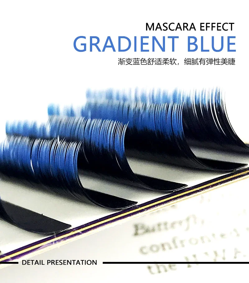 2tones Ombre Blue C D-0.10, 0.15 7-15mm Dual Color Gradient Grafting Lash Extension CrownLash Beauty Salon