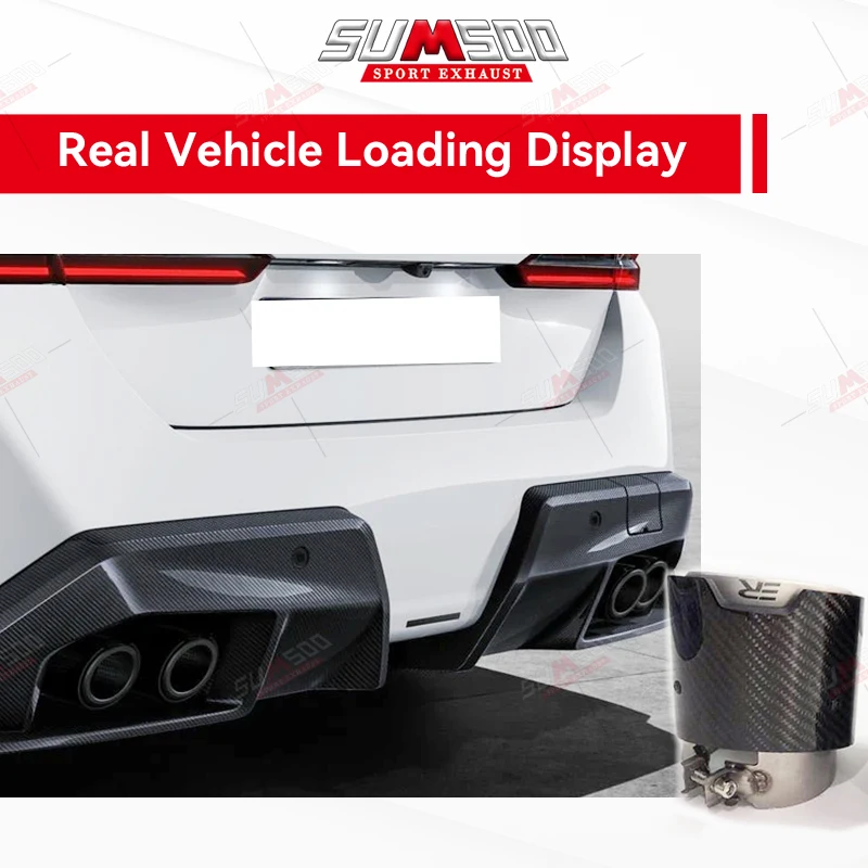 4 قطع حقيقية المزدوج اكسسوارات السيارات لسيارات BMW G90 G99 M5 ريال ألياف الكربون العادم تلميح 105 مللي متر خارج الأنابيب لتعديل الخمار #4