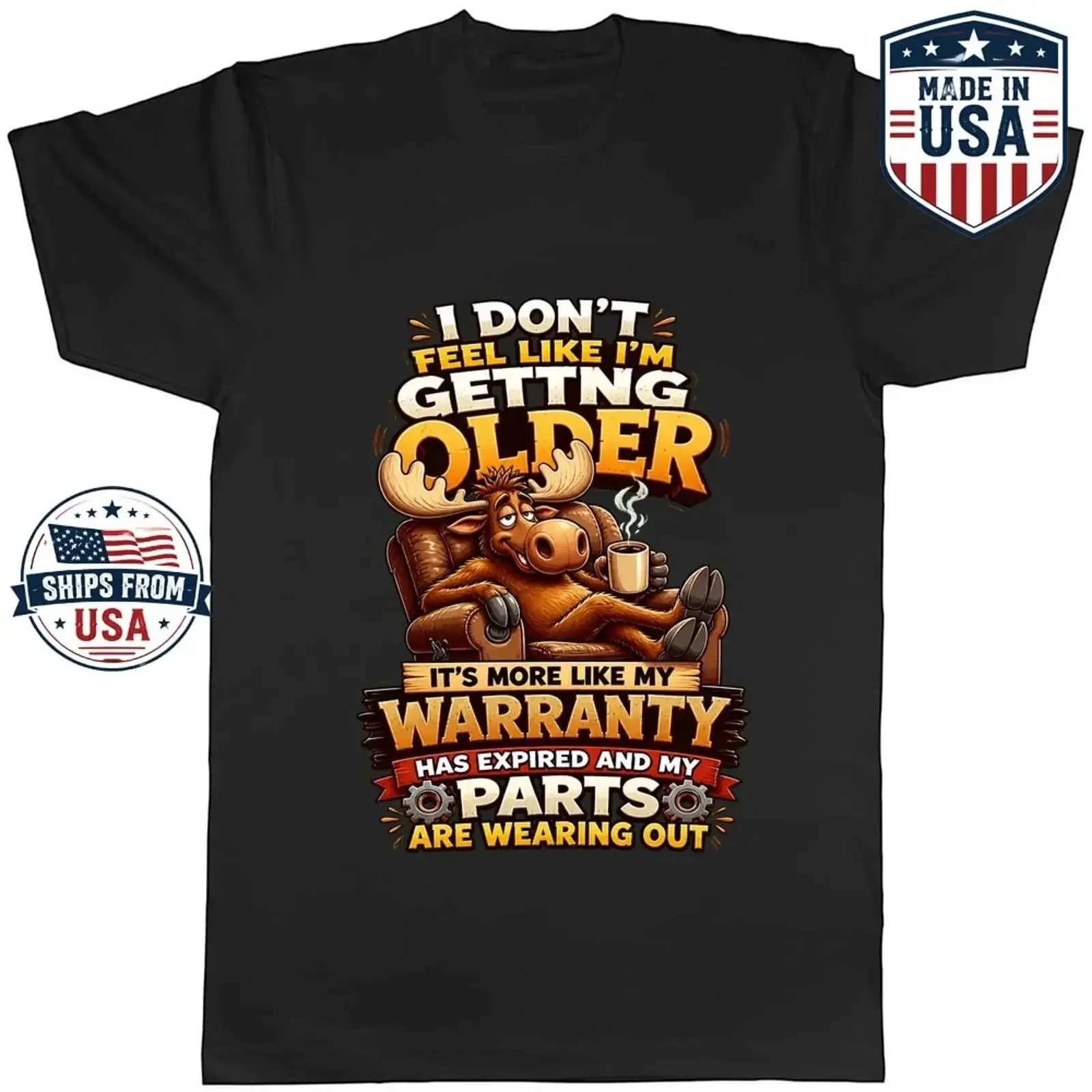 Moose Warranty Expired T Shirt Funny Animal Saying vintage Washed Comfortable streetwear graphic Top For Everyday Wear