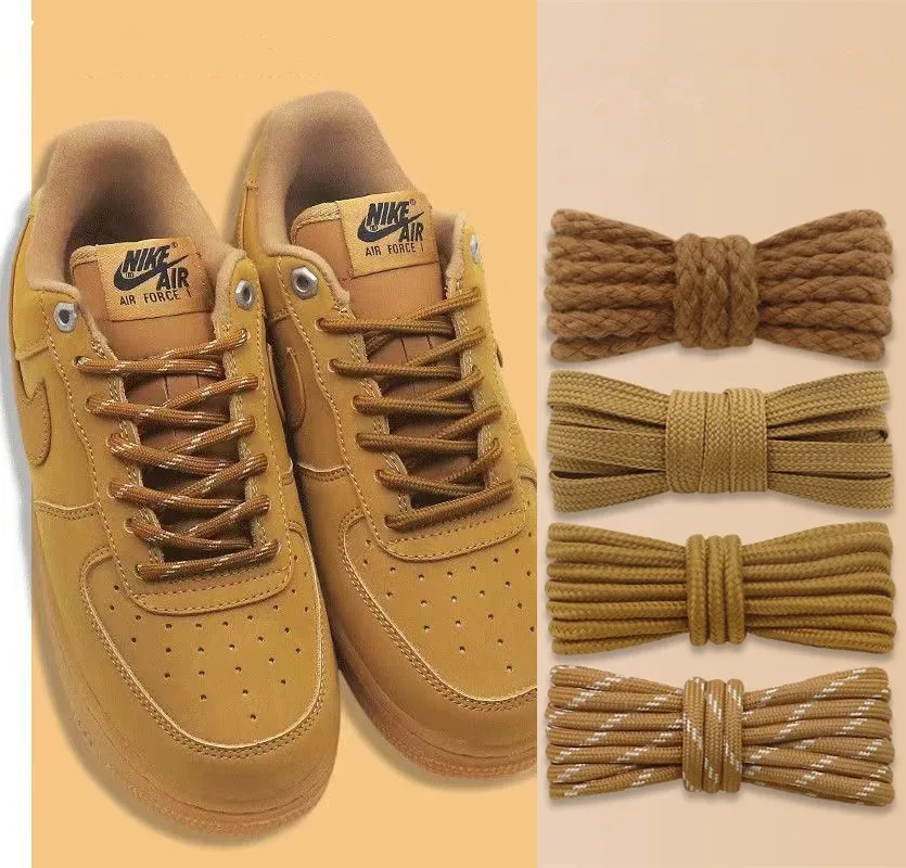 Autumn Wheaten Shoelaces Men Women Trend Basketball Brown Flat Round Shoe Laces Sport Casual Personalized Boots Shoes Laces