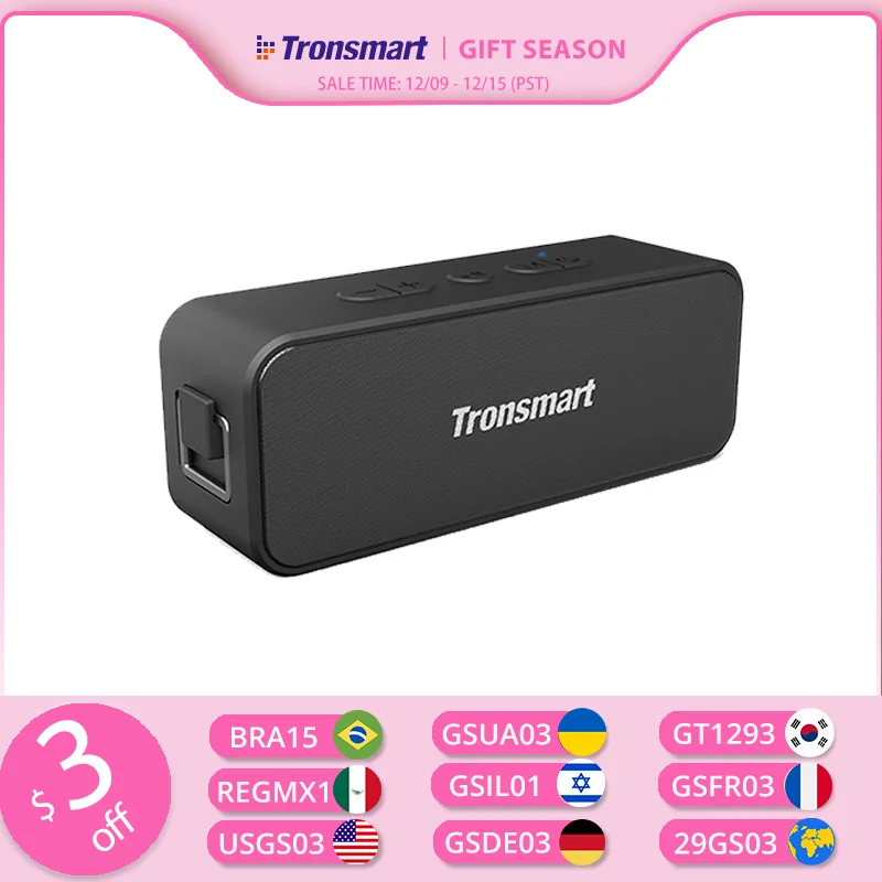 Tronsmart T2 Plus Bluetooth Speaker Outdoor Portable Speaker with Waterproof IPX7, NFC, 24H Playtime, Micro SD