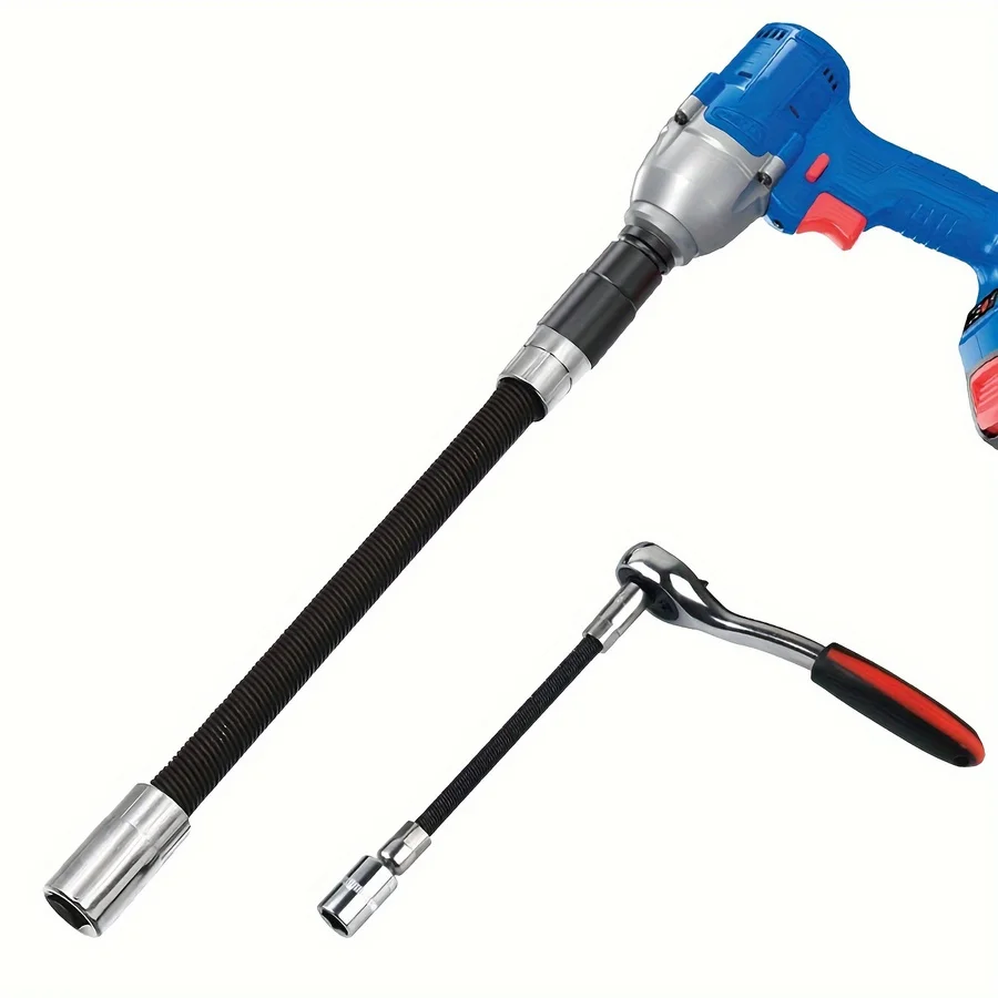 3pcs Impact Socket & Flexible Extension Rod Drive Adapter - 1/4', 3/8', 1/2' Drive Suitable for Automotive Repair, Workshop Tool view 2