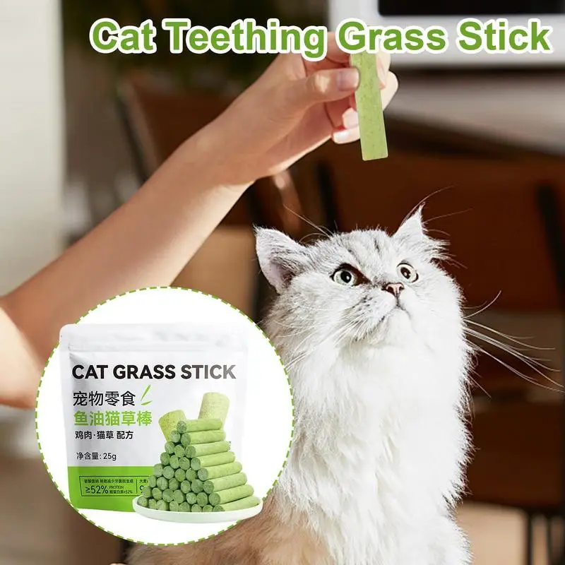 Cat Chew Toy for Teeth Cleaning Outdoor Cat Grass Snack Stick Teething Cleaning Chew Stick Hairball Removal Cat Grass Chewing