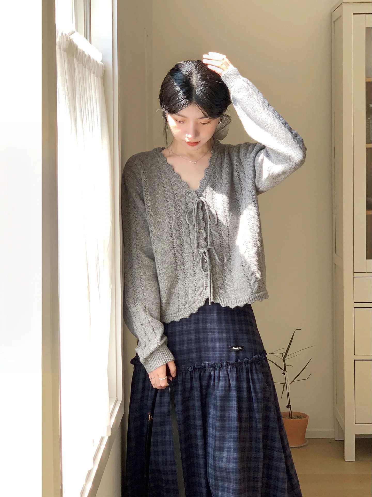 Suéter de punto con cuello en V trenzado de lana ondulada Rame Gentle ey Mis ey, cárdigan de moda para mujer, manga larga de primavera