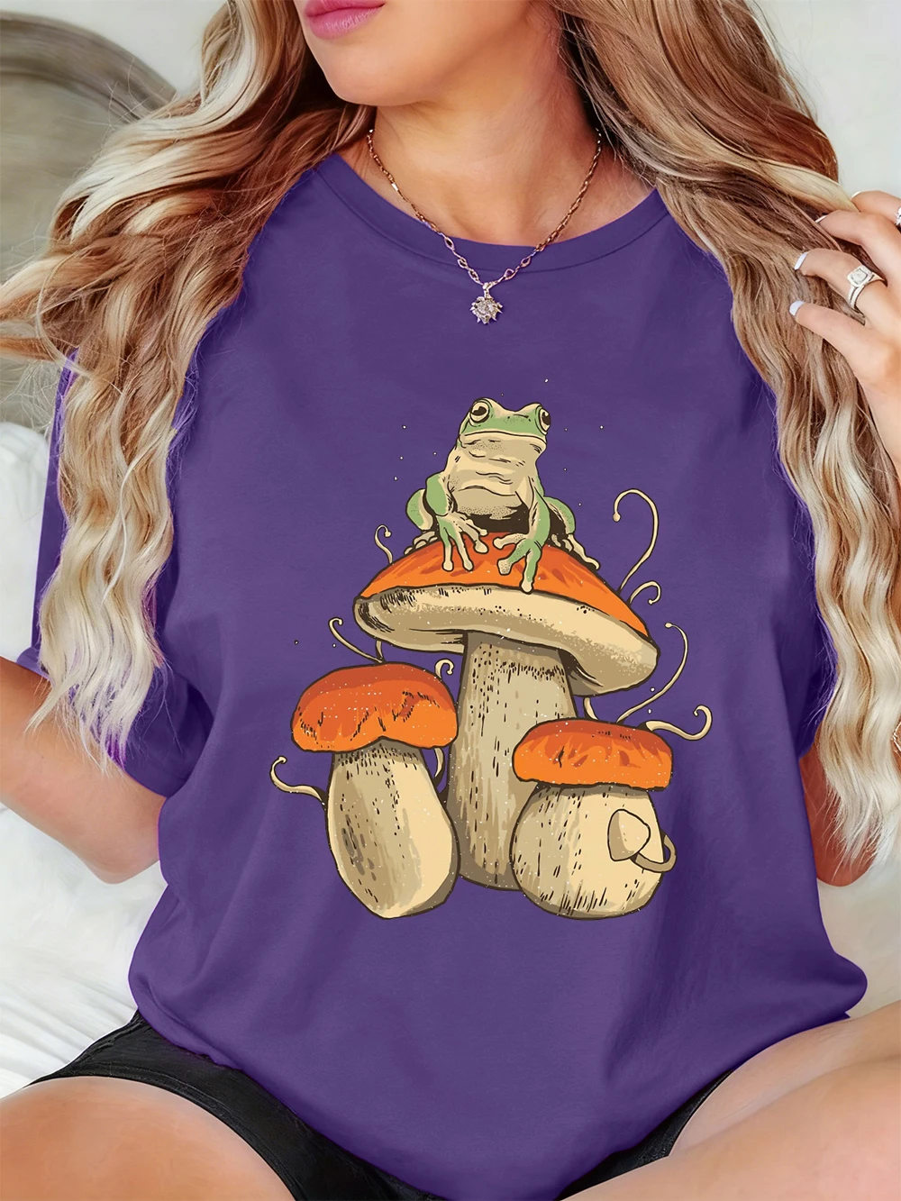 

Женские летние футболки с принтом в стиле «темная академия» и изображением лягушки, с коротким рукавом, круглым вырезом, мягкие, базовые, свободного кроя