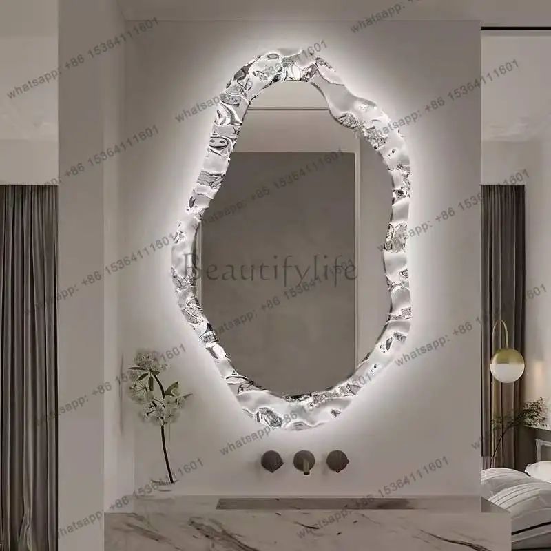 Luxury Toilet Mirror Light Universal Irregular Aesthetic Accessories Wall Art Decor Vanity Salon Espelho Room Accessories