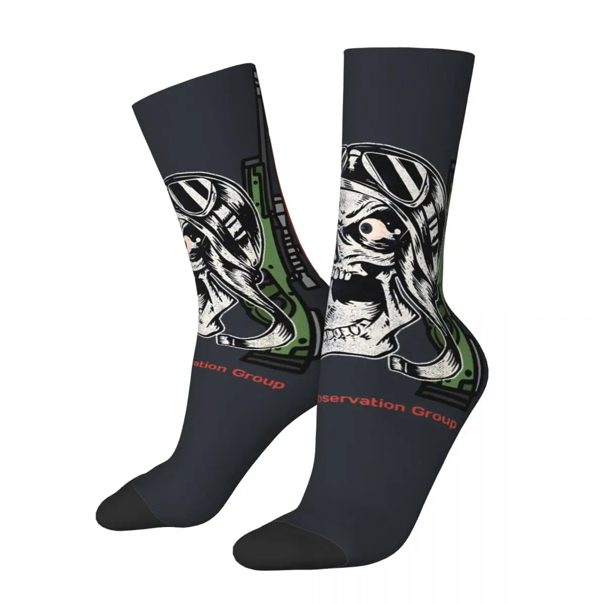 Hip Hop Retro Gun Skull Crazy Men's compression Socks Unisex Forward Group Harajuku Printed Funny Novelty Happy Crew Sock