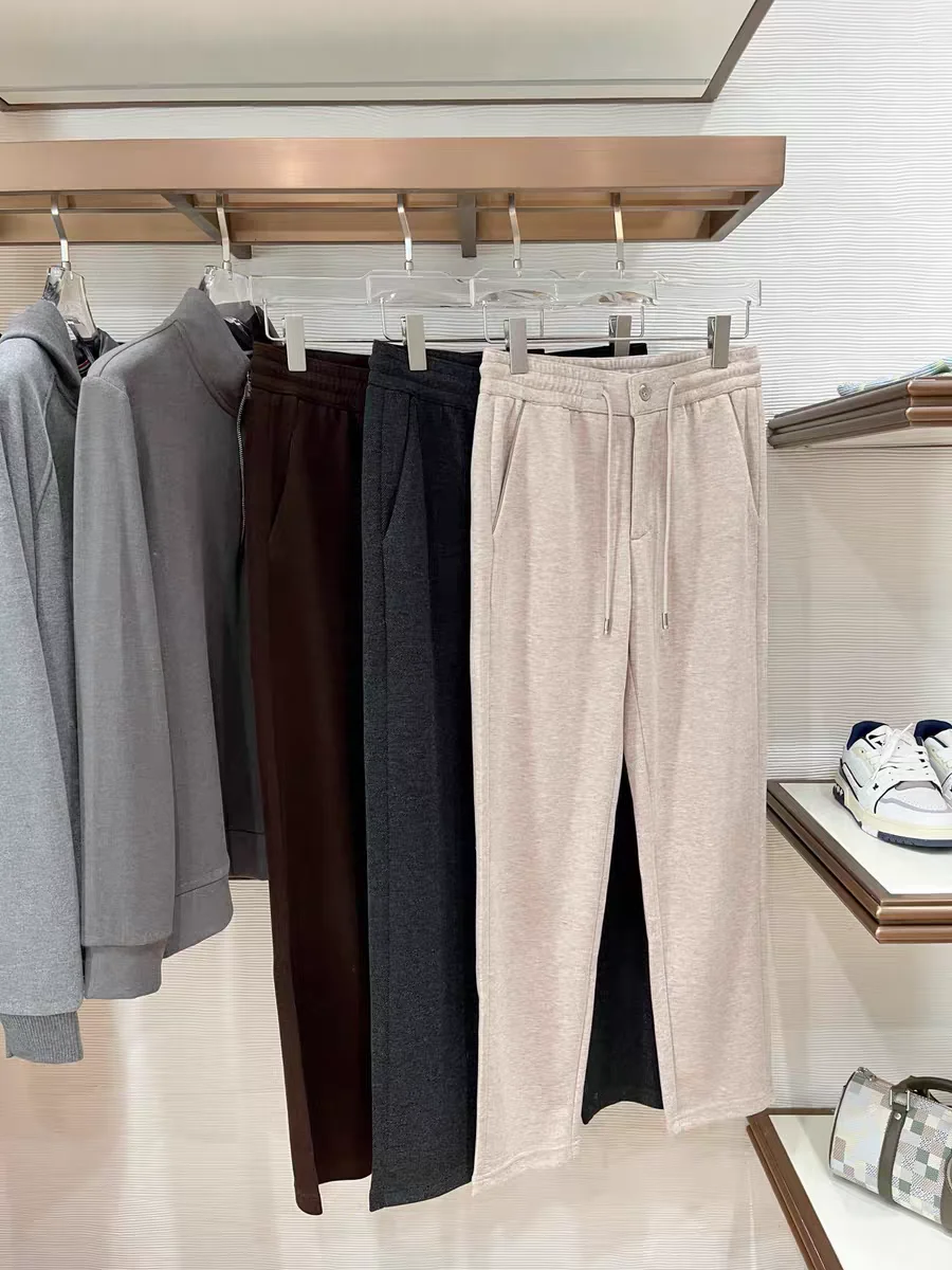 

Men's Slim Fit Casual Pants Pure Color Wool Blend Breathable Busin Simple Autumn Winter New Sle Middle-Aged And ly ...