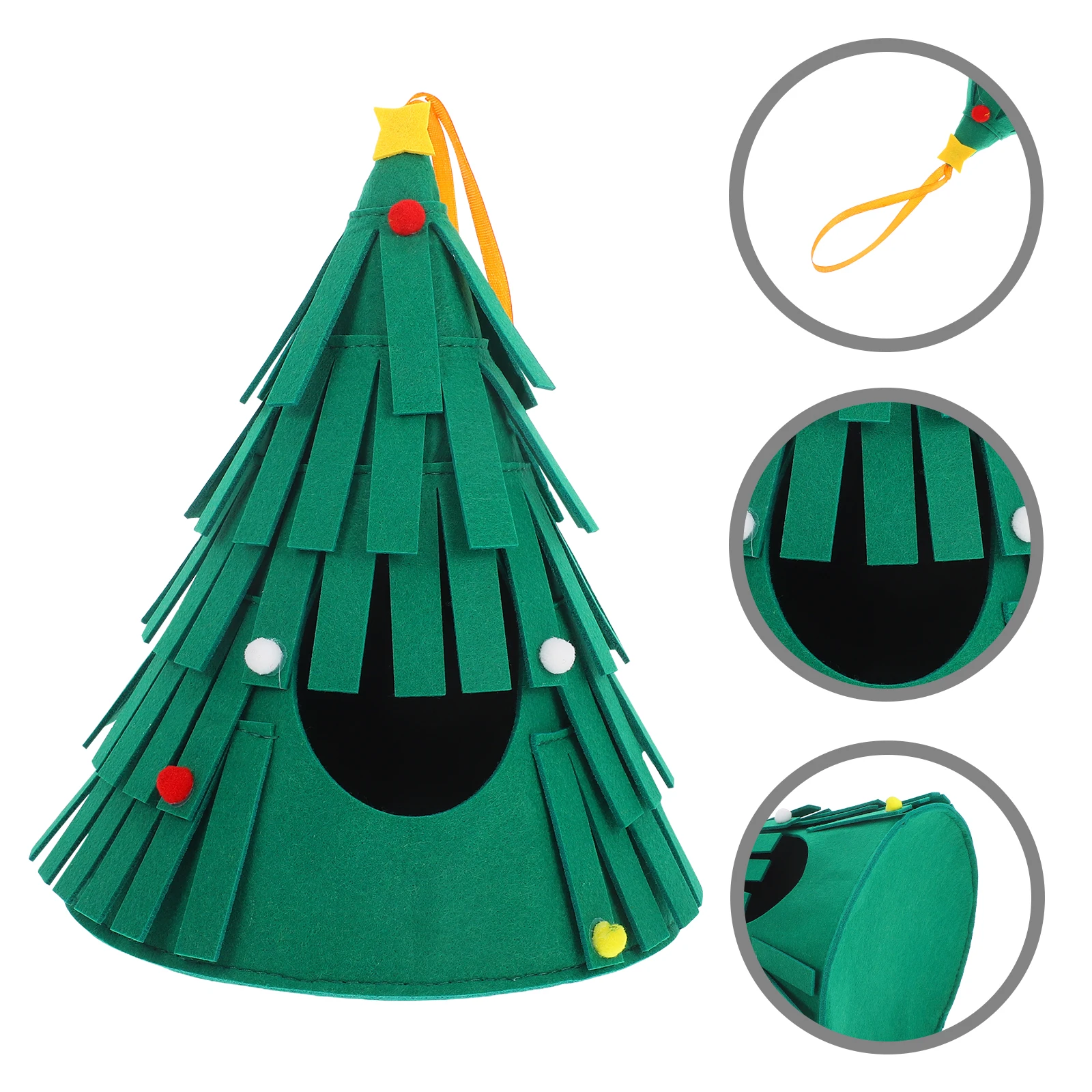 

Cozy Felt Guinea Pig Hideout Small Animal Bed Christmas Tree Shaped Pet Shelter Washable Hideaway For Hamsters Hedgehogs Soft
