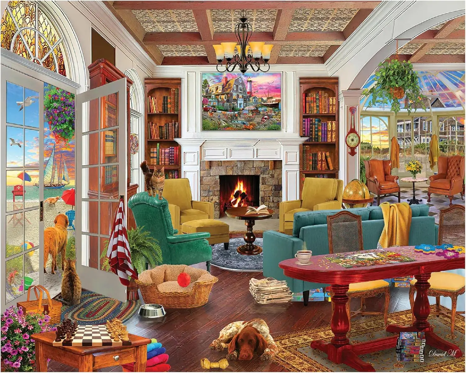 

Cozy Beach House Educational Learning Jigsaw Puzzle 120 Pieces Animal/Scenery Pattern Kids Toy Gifts