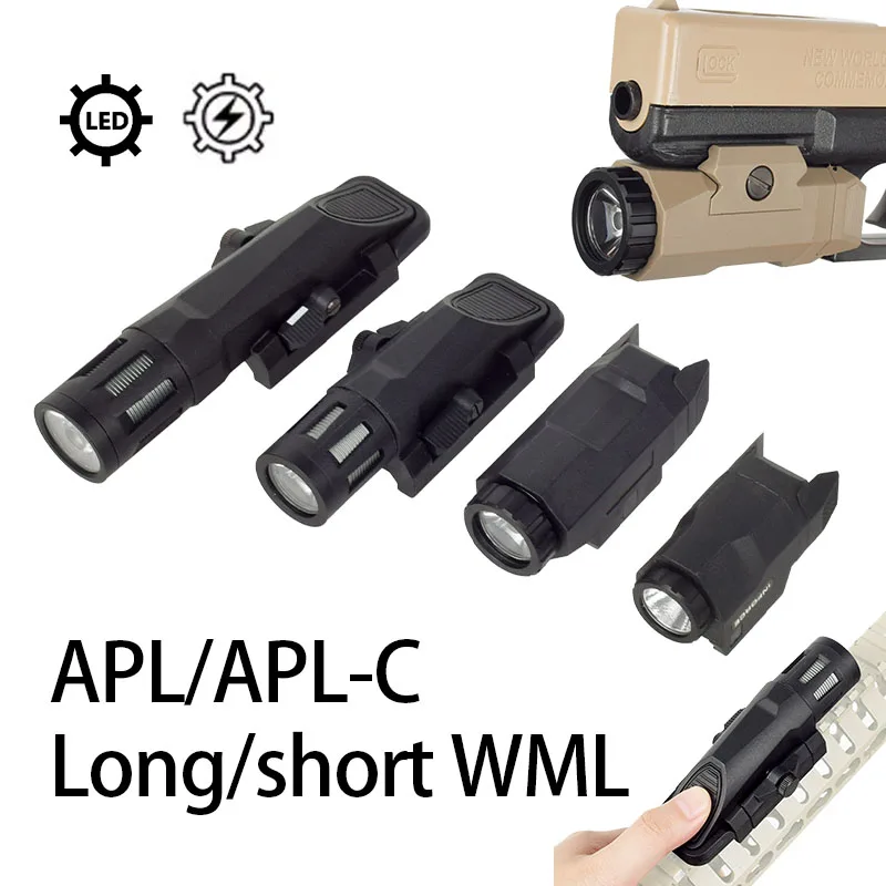 

Tactical APL APL-C WML Long/Short Nylon Rifle Pistol Gun Strobe LED Light Fit 20mm Rail Airsoft Weapon Hunting Flashlight